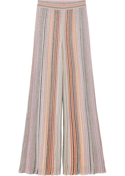 Işıltılı Triko Düz Pantolon - Pembe