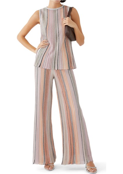 Işıltılı Triko Düz Pantolon - Pembe fiyatları
