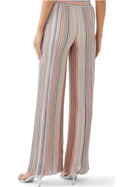 Işıltılı Triko Düz Pantolon - Pembe modelleri