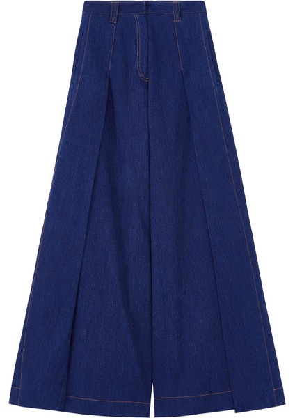 Yırtmaçlı Geniş Paça Kot Pantolon