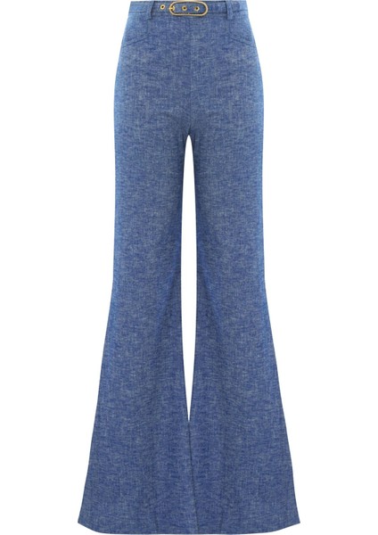 Kadın Şık Chambray Kloş Pantolon