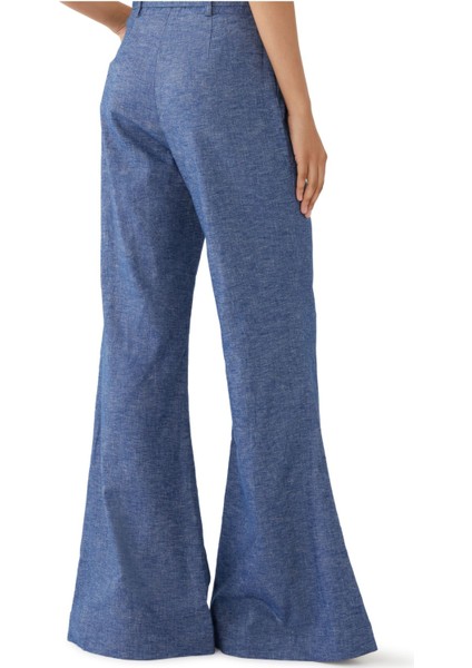 Kadın Şık Chambray Kloş Pantolon