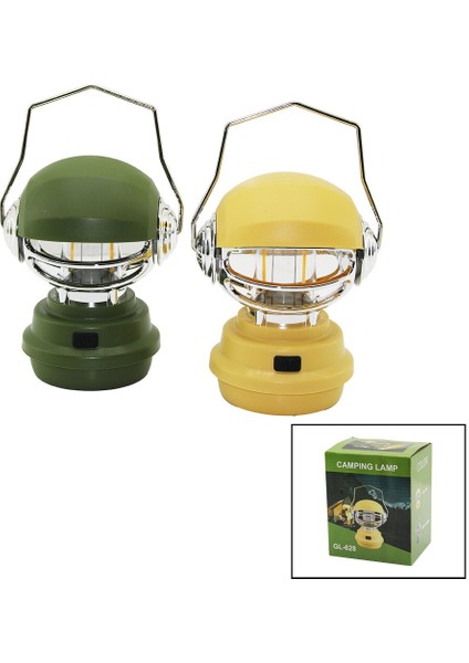 Campıng Lamp Robot Kafa Modeli Fanus Kamp - Bahçe Fener USB Şarjlı 3-Kademe Işık Ayarı Renkli Pls. GL-628 (4767)