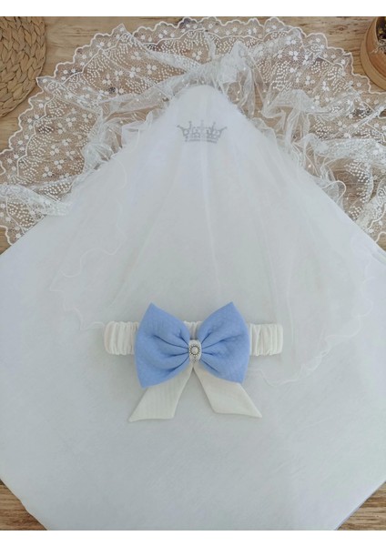 Bal Peteği My Prince Taç Nakışlı Inci Fiyonklu Dantel Duvaklı Delüks Kundak Bebek Battaniyesi Mavi fırsatları