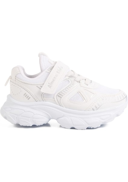 Beyaz Cırtlı Fileli Kız Çocuk Spor Ayakkabı