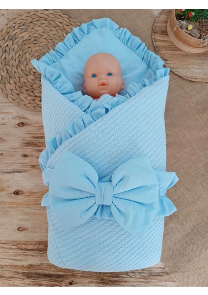 Yenidoğan Tericotton Kumaş Multi Mevsimlik Bebek Battaniyesi Kundak Mavi