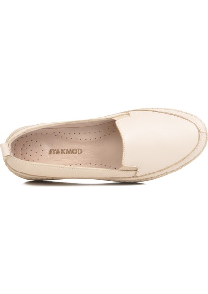 Bej Deri Anatomik Kadın Casual Ayakkabı fırsatları