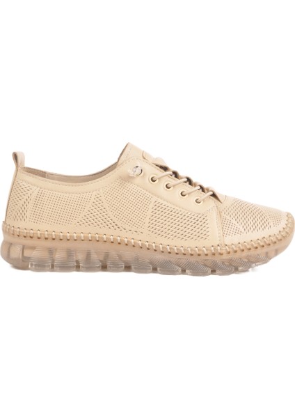 Bej Deri Kadın Casual Ayakkabı