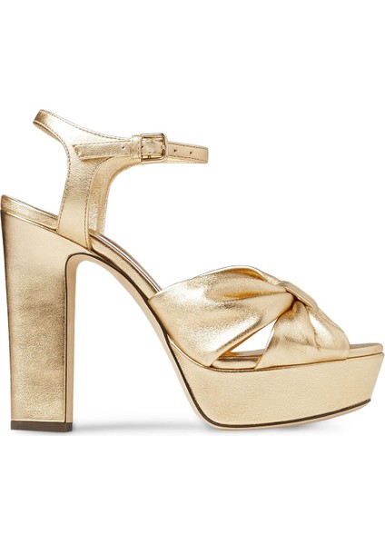 Gold Renkli Yüksek Topuklu Platform Sandalet
