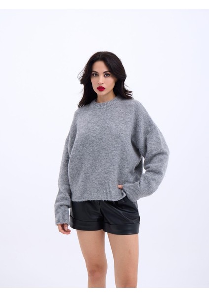 43031 Triko Yarım Balıkçı Kısa Kazak-Gri