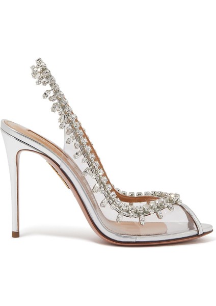 Kristal Taşlı Şeffaf Stiletto Topuklu Sandalet