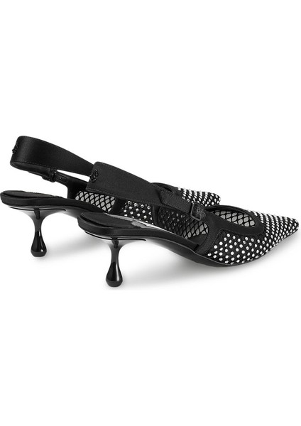 Kristal Süslemeli Fileli Şık Topuklu Ayakkabı - Siyah fiyatları
