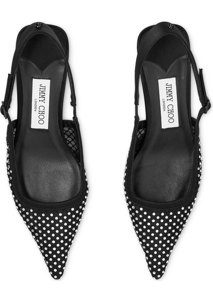 Kristal Süslemeli Fileli Şık Topuklu Ayakkabı - Siyah indirimleri