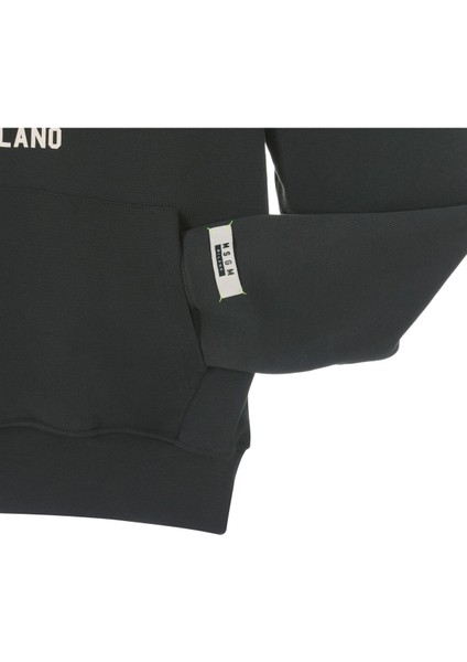 Çocuklar Için Logo Baskılı Pamuklu Kapüşonlu Sweatshirt - Koyu Gri modelleri