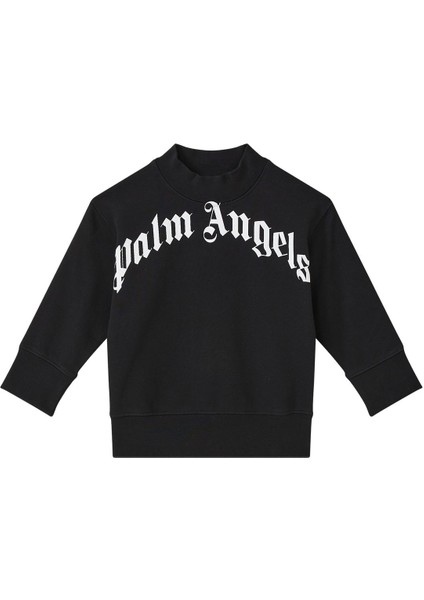 Kavisli Logo Kapşonlu Sweatshirt