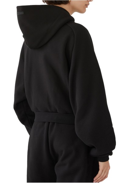 Kadın Fleece Kısa Kapüşonlu Sweatshirt modelleri