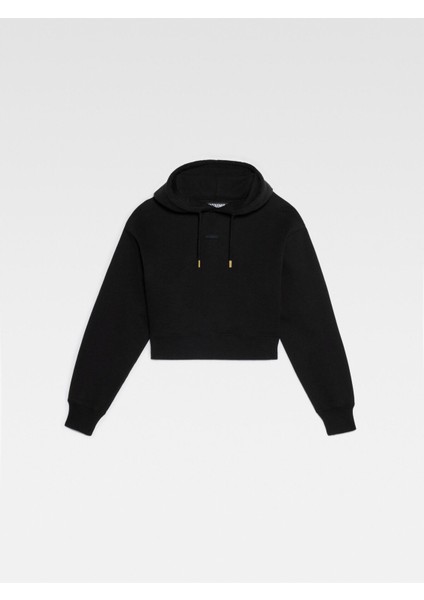 Klasik Cropped Grosgrain Logo Kapüşonlu Hoodie Pamuk Fleece, Şık Tasarım fırsatları