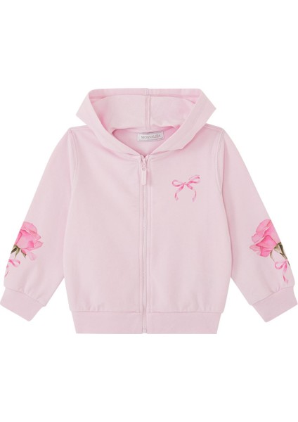 Çiçek Desenli Kapüşonlu Sweatshirt