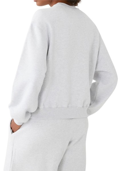Kadın Oversize Pamuklu Sweatshirt - Açık/gri modelleri
