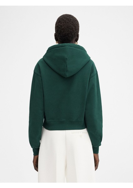 Klasik Cropped Grosgrain Logo Kapüşonlu Hoodie Pamuk Fleece, Şık Tasarım fiyatları