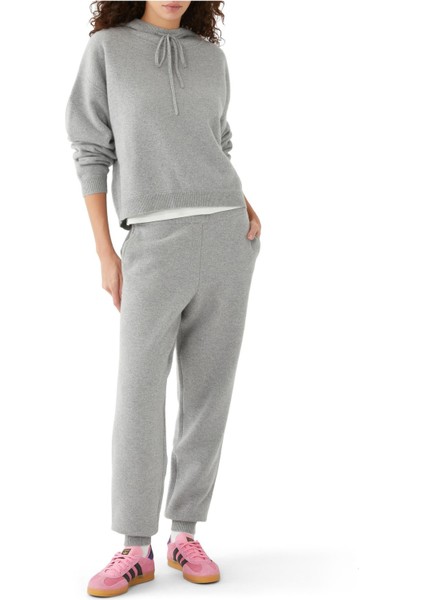 Lüks Kaşmir Örgü Kapüşonlu Sweatshirt - Gri fiyatları