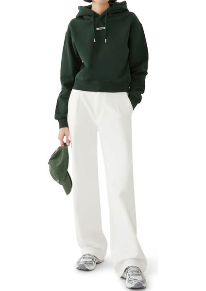 Şık Yeşil Kapüşonlu Sweatshirt