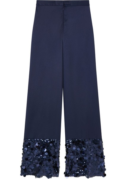 Parlak Payet Detaylı Geniş Paça Pantolon