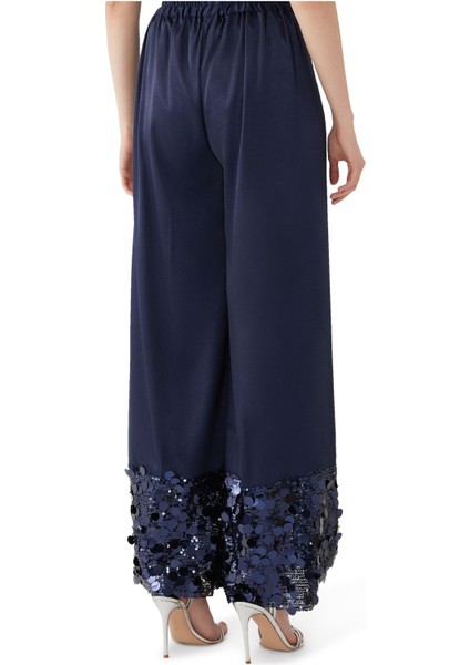 Parlak Payet Detaylı Geniş Paça Pantolon modelleri