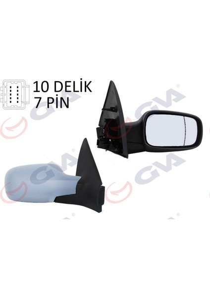 Diş Dikiz Aynasi Sağ Megane 02 Elektrikli Isitmali Sensörlü Astarli Asferik 7 Fiş VM-138EHPSR Gnzrz