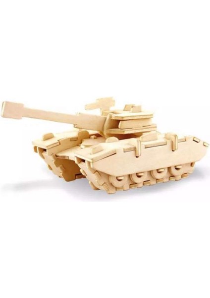 Ahşap Boyanabilir 2'li Tank ve Roketatar Modelli 3-D Puzzle Maket Seti