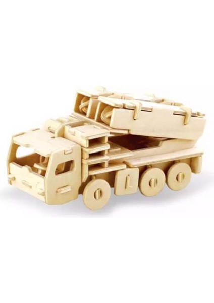 Ahşap Boyanabilir 2'li Tank ve Roketatar Modelli 3-D Puzzle Maket Seti