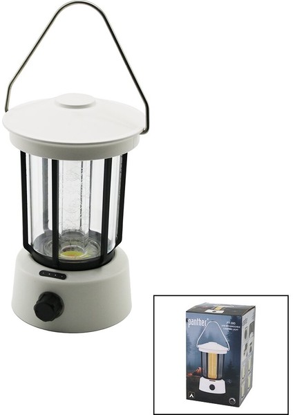 Fanus Kamp Lambası El Feneri USB Şarjlı Powerbank 5W Cob LED 800LUMEN Işık Ayarı Gün Işık - Beyaz PT-380 (4767)