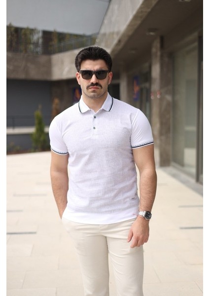 Erkek Polo Yaka Fermuar Detaylı Tişört