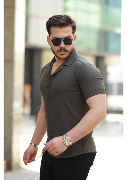 Erkek Apaj Yaka Kısa Kollu Gömlek fiyatları