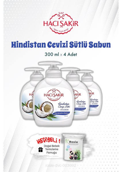 Hindistan Cevizi Sütlü Sıvı El Sabunu 300 ml x 4 ve Rosıe