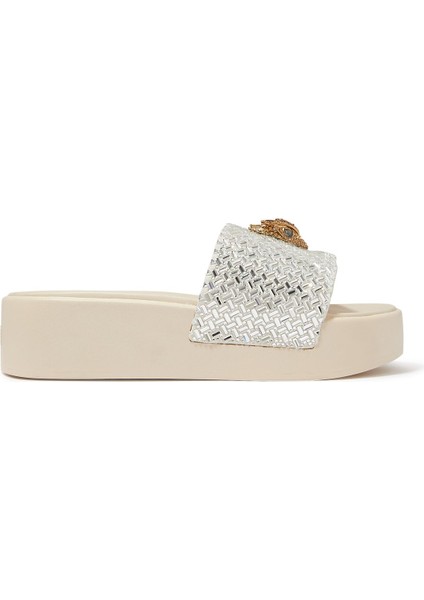 Kristal Dikişli Platform Terlik - Bone