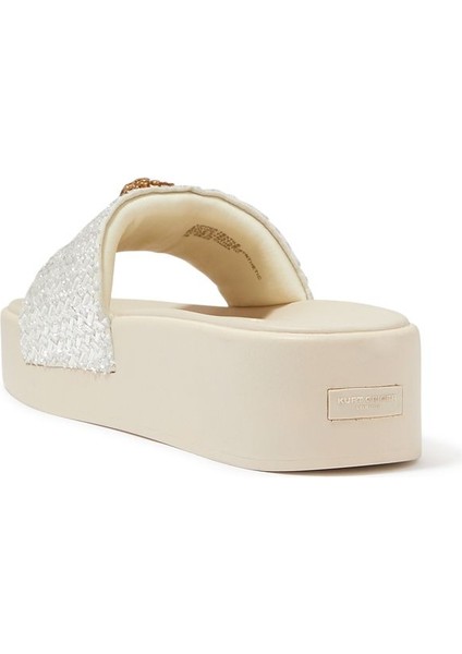 Kristal Dikişli Platform Terlik - Bone