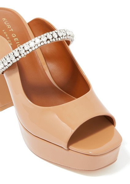 Camel Renkli Taşlı Platform Topuklu Terlik