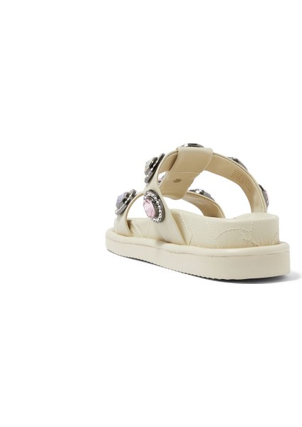 Renkli Kristal Taşlı Deri Terlik - Yazlık Kaymaz Tabanlı modelleri