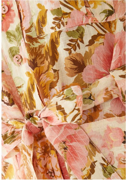 Çiçek Desenli Keten Tulum fırsatları