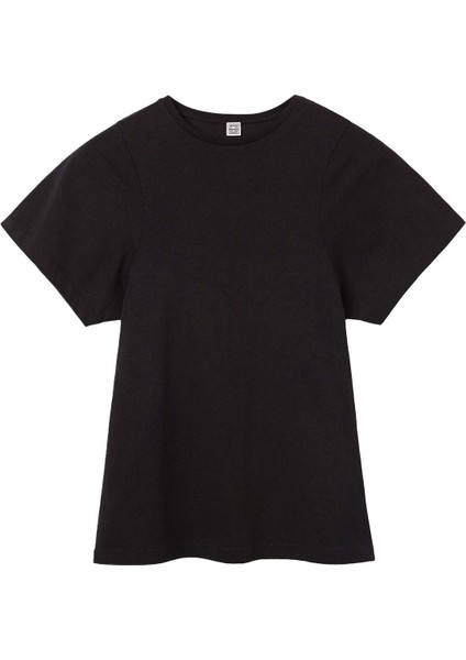 Eğimli Dikişli Tişört - Siyah