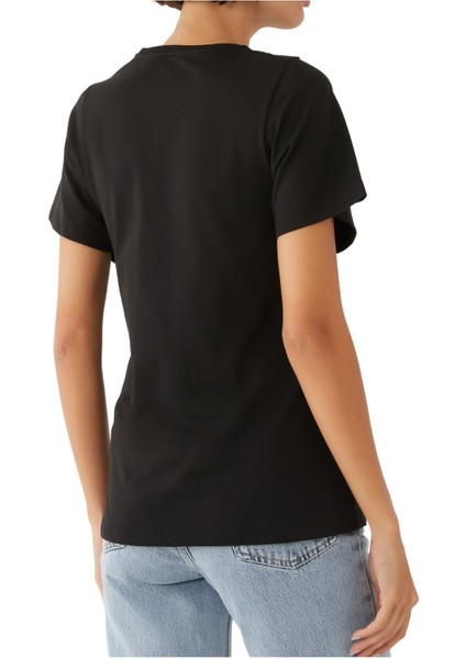 Eğimli Dikişli Tişört - Siyah modelleri