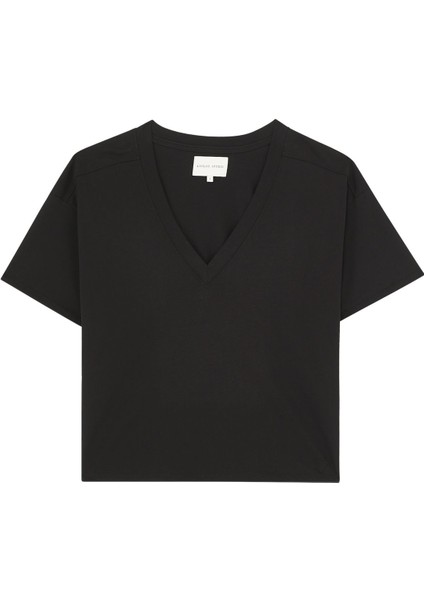 Organik Pamuklu Kısa Kollu Tişört - Siyah