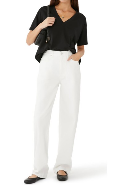 Organik Pamuklu Kısa Kollu Tişört - Siyah fiyatları