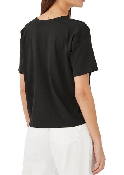 Organik Pamuklu Kısa Kollu Tişört - Siyah modelleri