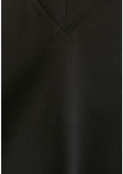 Organik Pamuklu Kısa Kollu Tişört - Siyah fırsatları