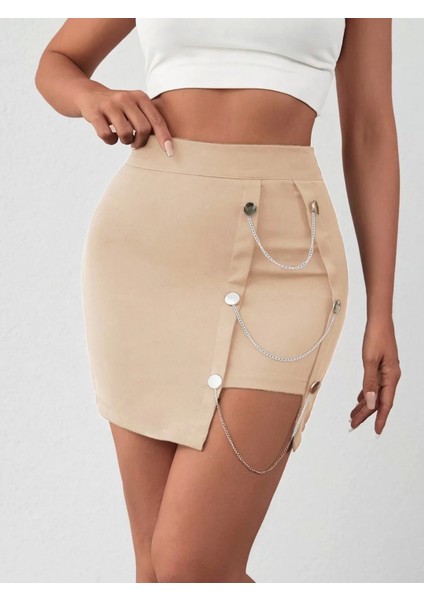 Zincirli Mini Şortlu Etek S241008