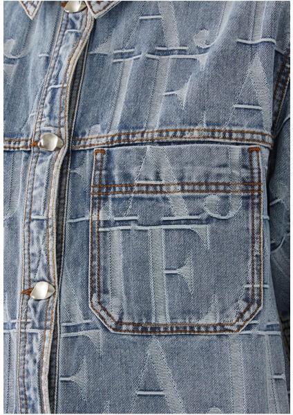 Nostaljik Jakarlı Denim Tişört