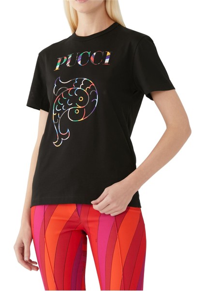 Logo Baskılı Pamuklu T-Shirt indirimleri