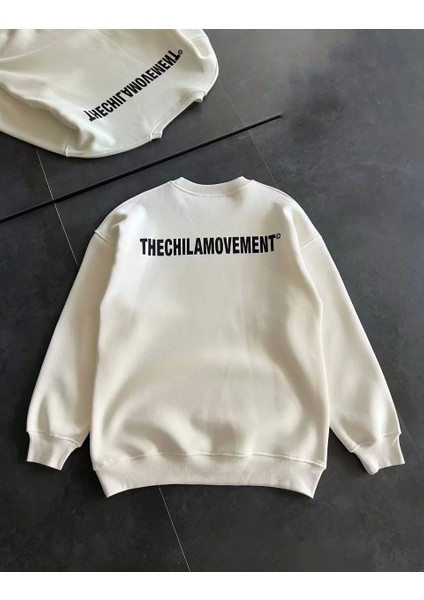 Kışlık Bisiklet Yaka Oversize Baskılı Sweatshirt - Beyaz fiyatları